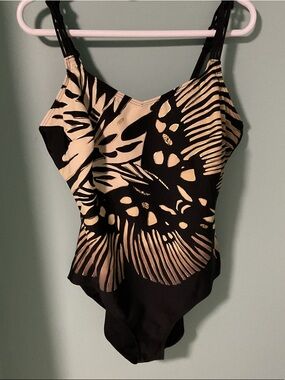 Black & Cream Floral One-Piece Swimsuit